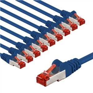 CAT 6 Câble Patch, S/FTP (PiMF), 2 m, bleu, Lot de 10