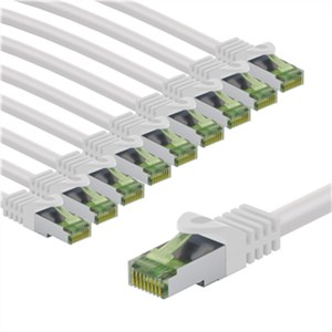 GHMT-certified CAT 8.1 Patch Cord, S/FTP, 2 m, white, Set of 10