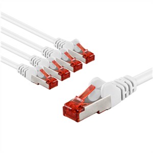CAT 6 Patch Cable S/FTP (PiMF), 2 m, white, Set of 5